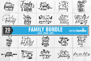 20 Family Quote Bundle: Graphics for Crafts & Small Business