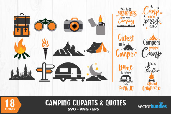 Camp Quote and Clip Art Bundle: Graphics for Crafts